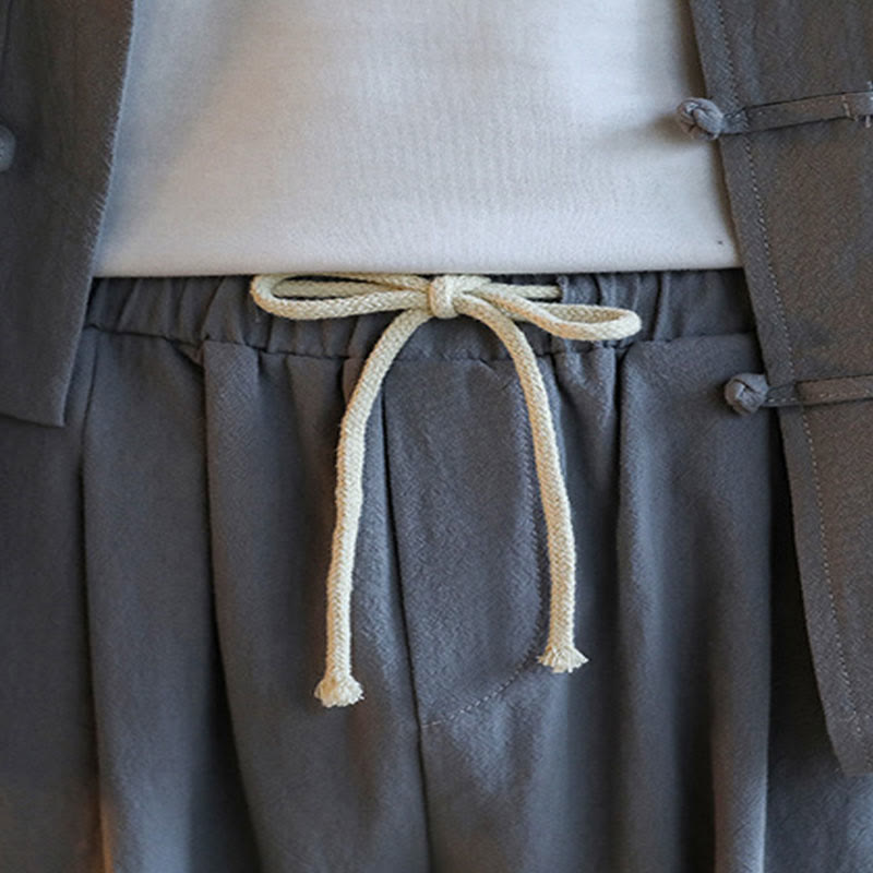 Conjunto de 2 Buddha Stones de traje zen Tang para hombre, camisa de manga larga con botones de rana y pantalones con bolsillos - image 13