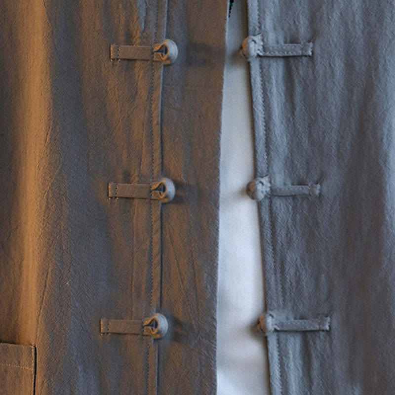 Conjunto de 2 Buddha Stones de traje zen Tang para hombre, camisa de manga larga con botones de rana y pantalones con bolsillos - image 10