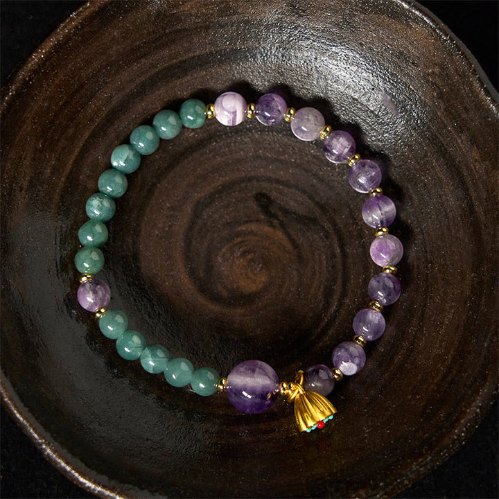 Pulsera de equilibrio de jade, amatista y loto natural con Buddha Stones - image 3