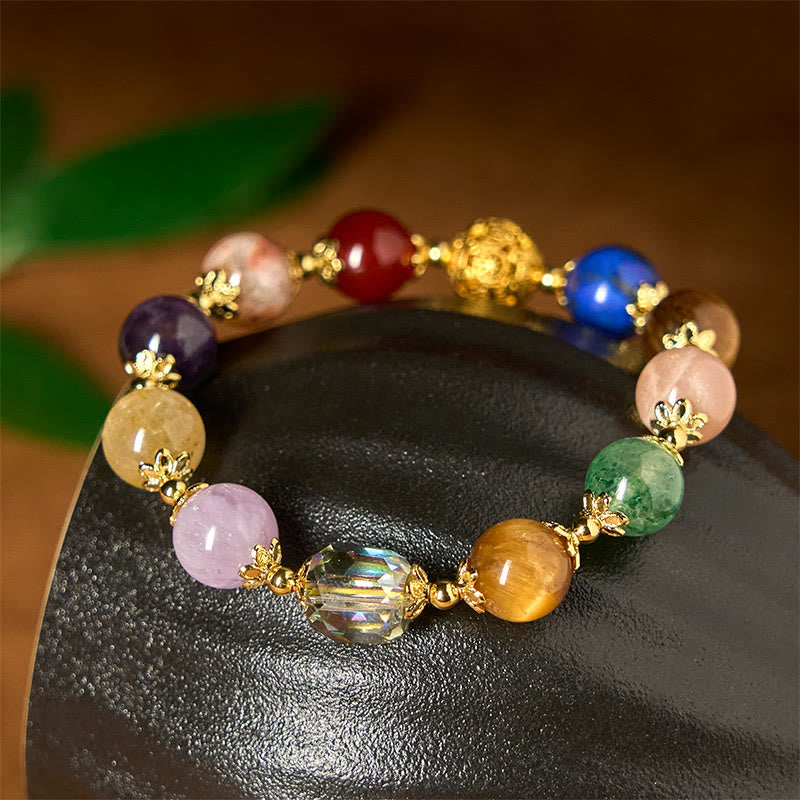 Pulsera de equilibrio de amatista y lazurita con cuentas coloridas de Dunhuang y Buddha Stones - Amatista (circunferencia de la muñeca: 14-16 cm) - image 1
