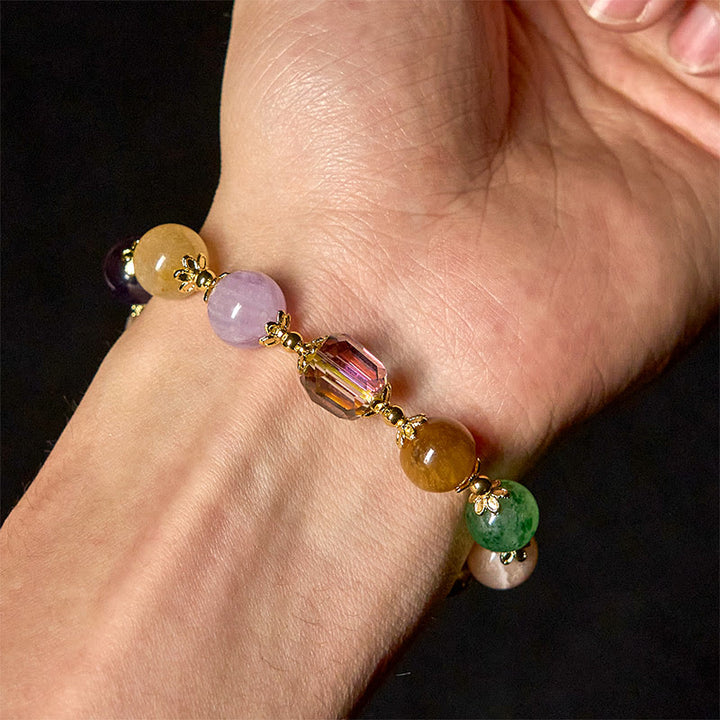 Pulsera de equilibrio de amatista y lazurita con cuentas coloridas de Dunhuang y Buddha Stones - image 5