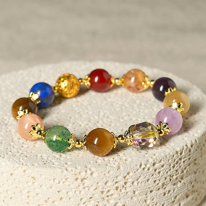 Pulsera de equilibrio de amatista y lazurita con cuentas coloridas de Dunhuang y Buddha Stones - image 3