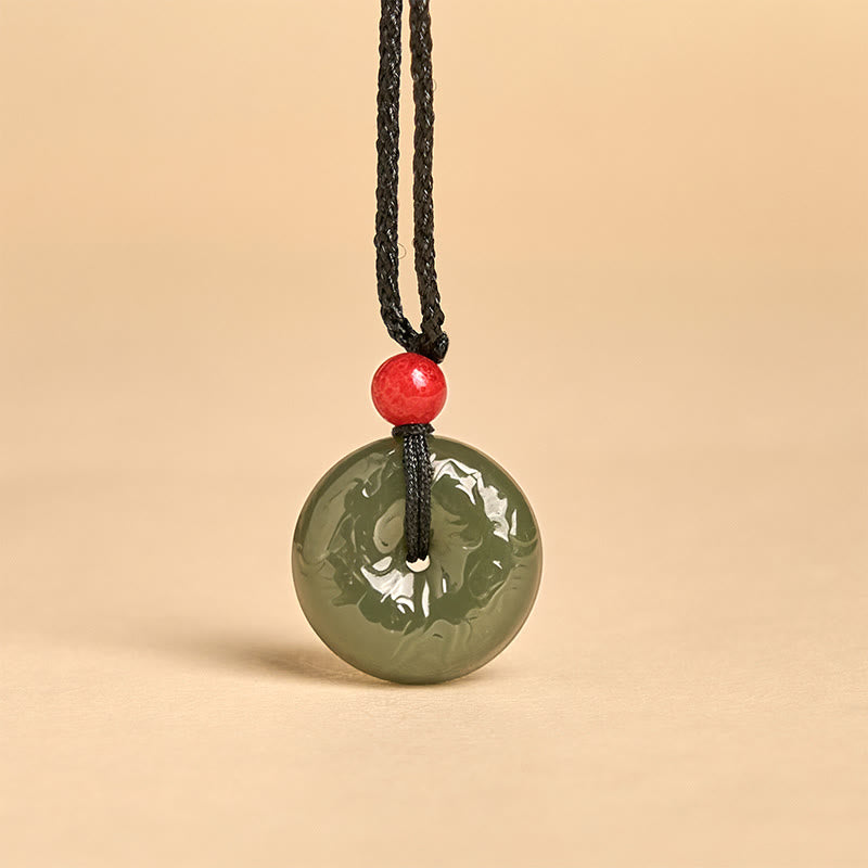 Collar de jade cian con nubes auspiciosas y hebilla de paz de Buddha Stones , colgante de la suerte - image 4