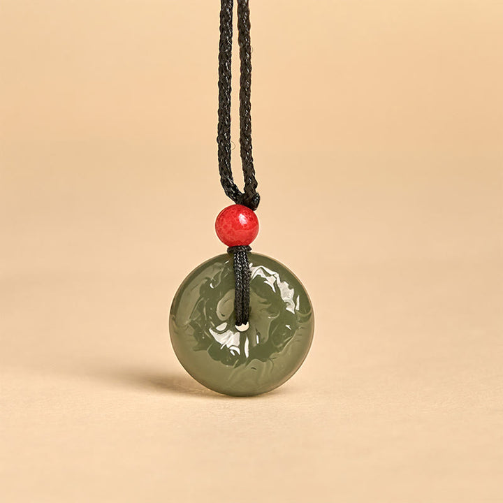 Collar de jade cian con nubes auspiciosas y hebilla de paz de Buddha Stones , colgante de la suerte - image 4