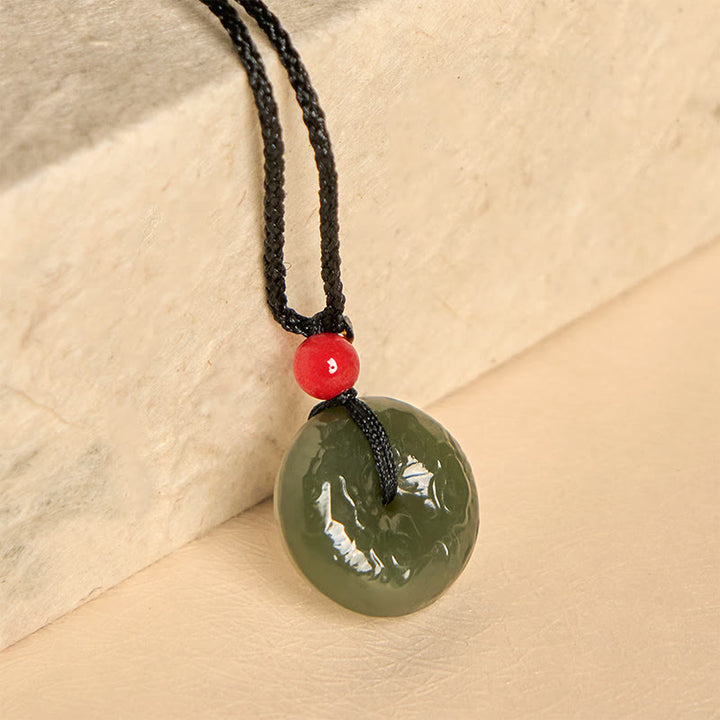 Collar de jade cian con nubes auspiciosas y hebilla de paz de Buddha Stones , colgante de la suerte - image 8