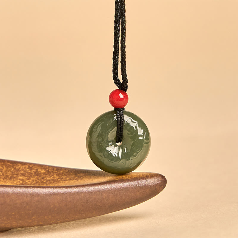 Collar de jade cian con nubes auspiciosas y hebilla de paz de Buddha Stones , colgante de la suerte - image 3