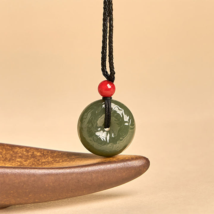 Collar de jade cian con nubes auspiciosas y hebilla de paz de Buddha Stones , colgante de la suerte - image 3
