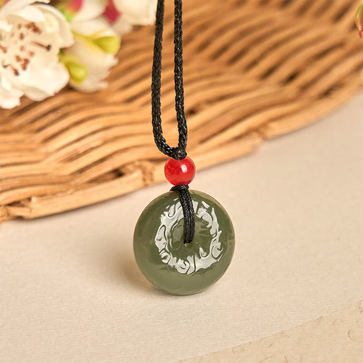 Collar de jade cian con nubes auspiciosas y hebilla de paz de Buddha Stones , colgante de la suerte - image 5