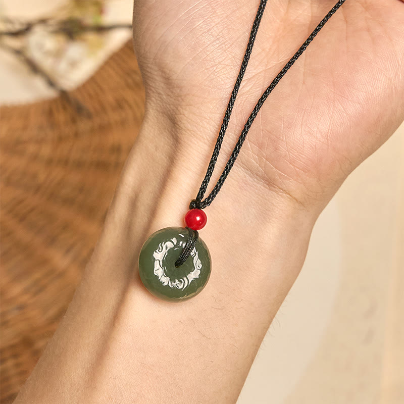 Collar de jade cian con nubes auspiciosas y hebilla de paz de Buddha Stones , colgante de la suerte - image 11