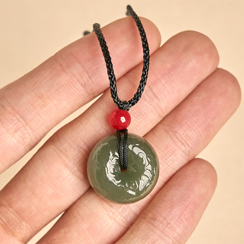 Collar de jade cian con nubes auspiciosas y hebilla de paz de Buddha Stones , colgante de la suerte - image 12