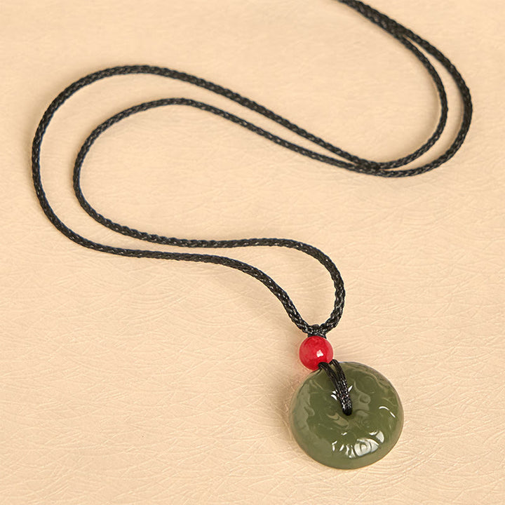 Collar de jade cian con nubes auspiciosas y hebilla de paz de Buddha Stones , colgante de la suerte - image 9