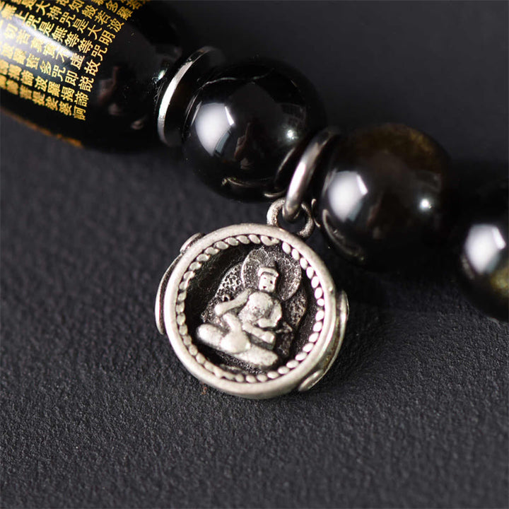 Pulsera de doble vuelta con Buddha Stones, sándalo verde tibetano, obsidiana dorada y equilibrio de paz - image 12