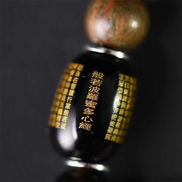 Pulsera de doble vuelta con Buddha Stones, sándalo verde tibetano, obsidiana dorada y equilibrio de paz - image 9