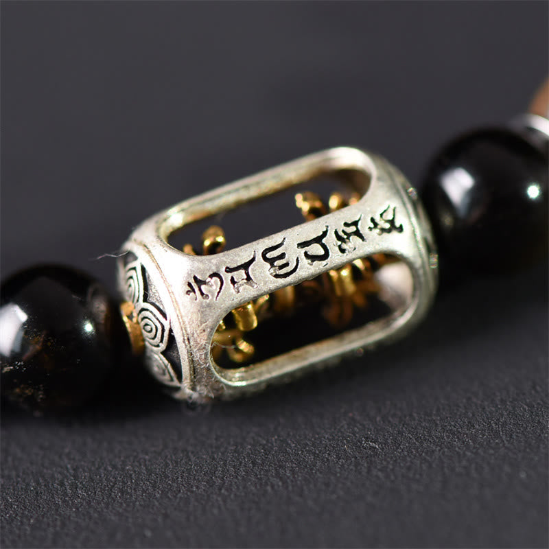 Pulsera de doble vuelta con Buddha Stones, sándalo verde tibetano, obsidiana dorada y equilibrio de paz - image 14
