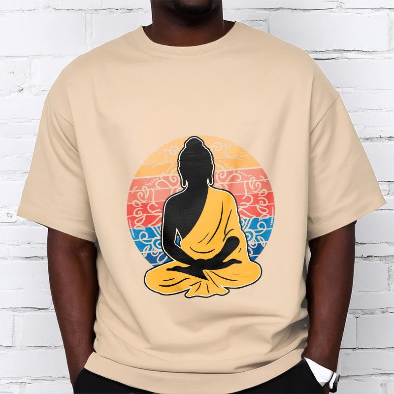 Camiseta de algodón con estampado de Buda meditando, informal y colorida, con Buddha Stones de Buda - image 10