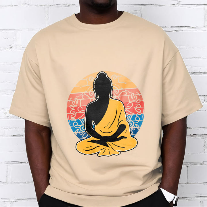 Camiseta de algodón con estampado de Buda meditando, informal y colorida, con Buddha Stones de Buda - image 10