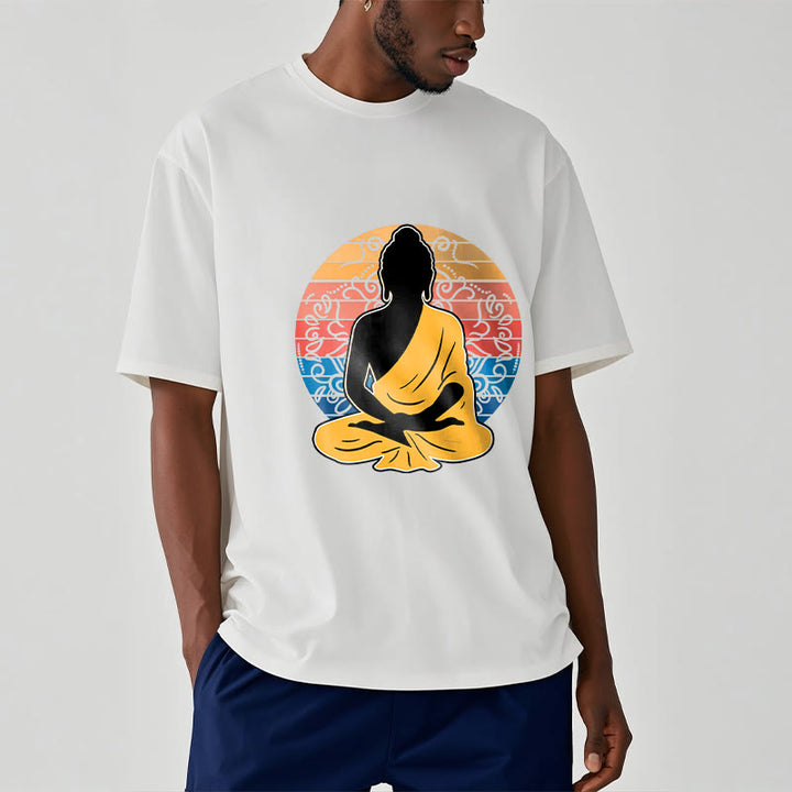 Camiseta de algodón con estampado de Buda meditando, informal y colorida, con Buddha Stones de Buda - image 7