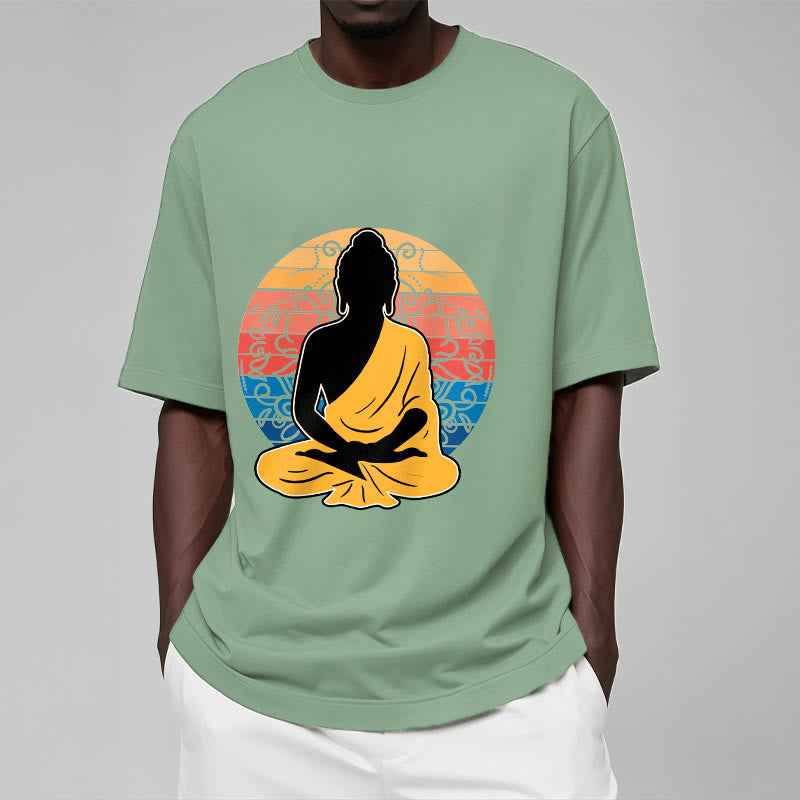 Camiseta de algodón con estampado de Buda meditando, informal y colorida, con Buddha Stones de Buda - image 16