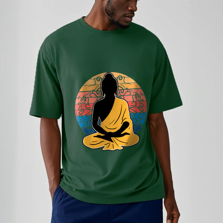 Camiseta de algodón con estampado de Buda meditando, informal y colorida, con Buddha Stones de Buda - image 12