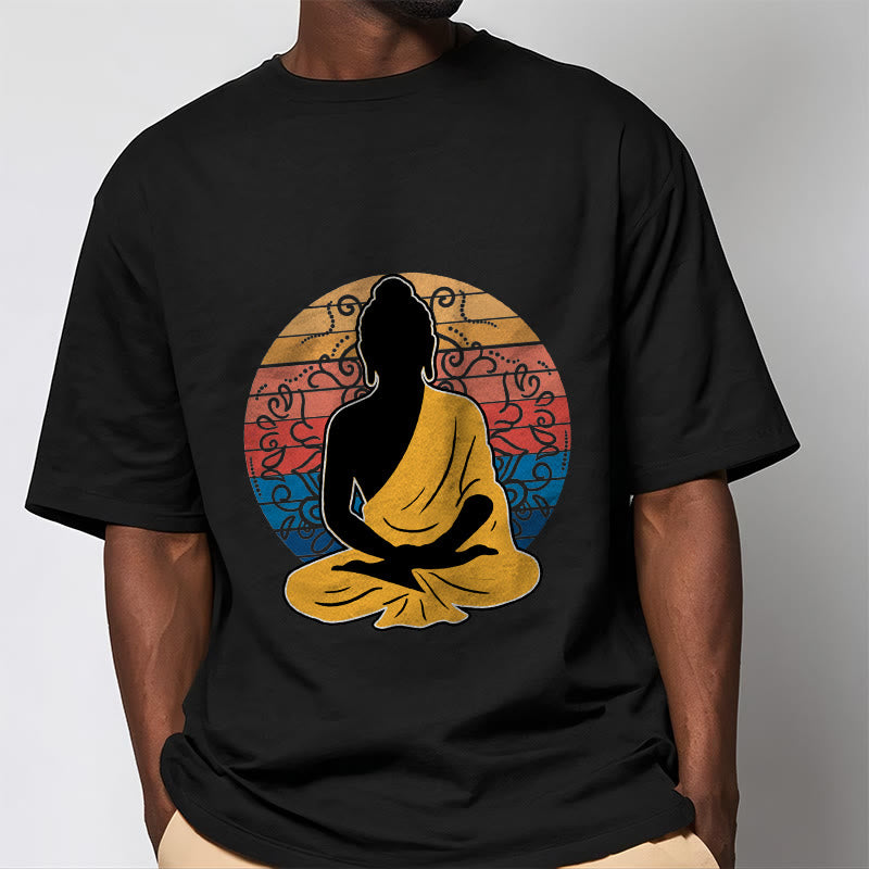 Camiseta de algodón con estampado de Buda meditando, informal y colorida, con Buddha Stones de Buda - image 2