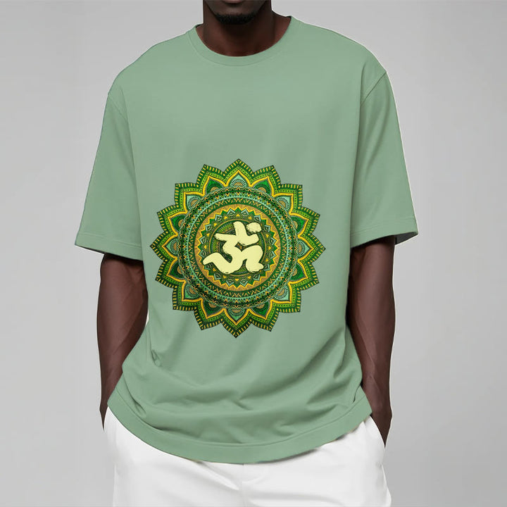 Camiseta informal de algodón con estampado de símbolo Om y mandala verde de Buddha Stones - image 16