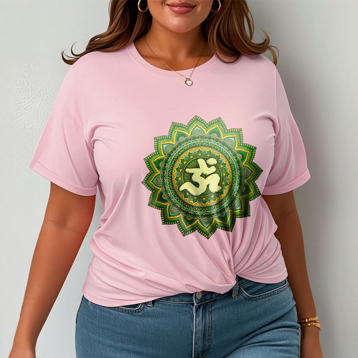 Camiseta informal de algodón con estampado de símbolo Om y mandala verde de Buddha Stones - image 14