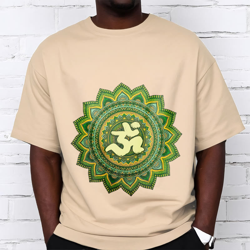 Camiseta informal de algodón con estampado de símbolo Om y mandala verde de Buddha Stones - image 10