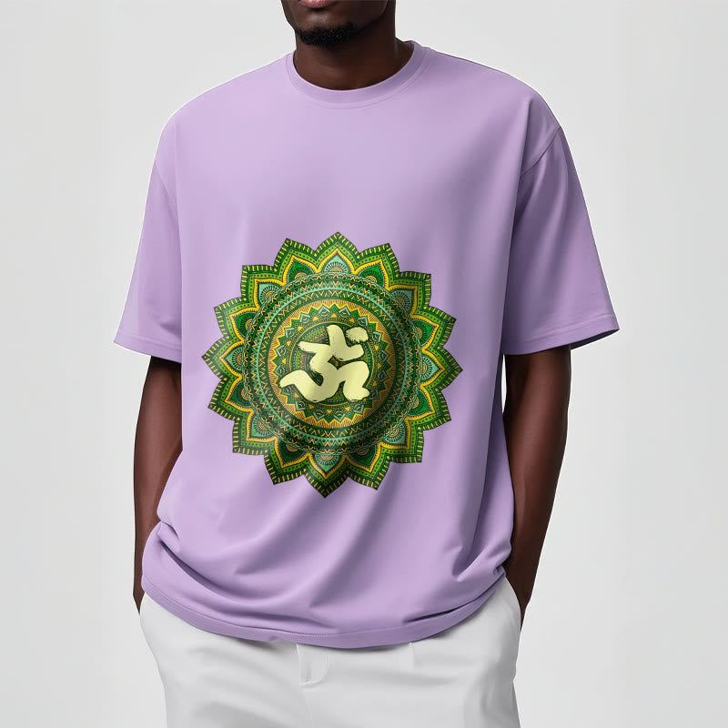 Camiseta informal de algodón con estampado de símbolo Om y mandala verde de Buddha Stones - image 18