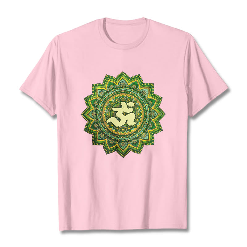 Camiseta informal de algodón con estampado de símbolo Om y mandala verde de Buddha Stones - Rosa claro - 2XL - image 13