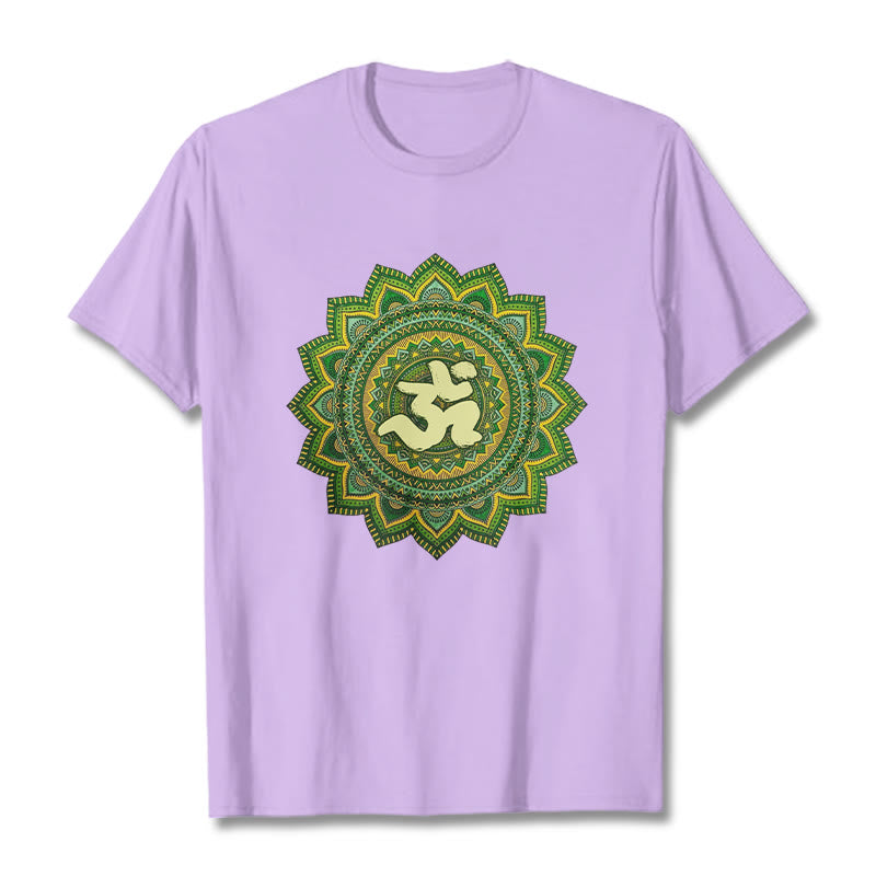 Camiseta informal de algodón con estampado de símbolo Om y mandala verde de Buddha Stones - Ciruela - 2XL - image 17