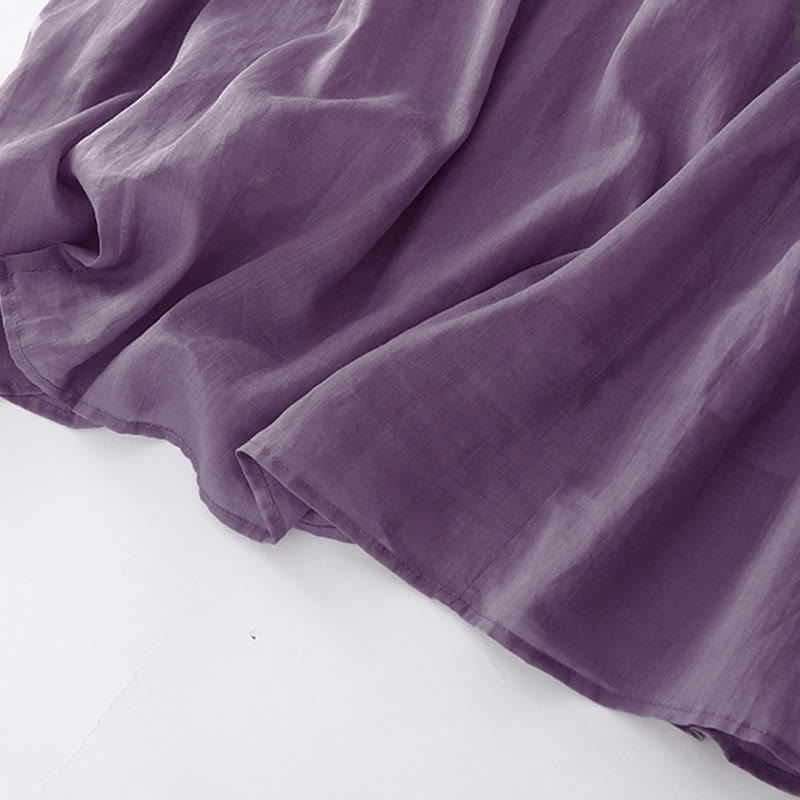 Vestido midi informal de algodón con cuello en V, manga corta y pliegues tipo acordeón con bolsillos de Buddha Stones - image 10