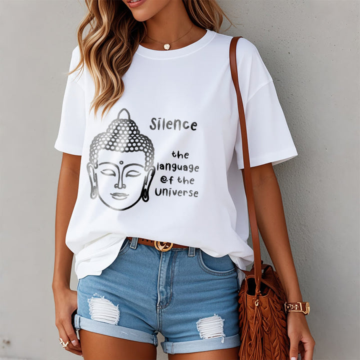 Camiseta de algodón con estampado de cabeza de Buda meditando y Buddha Stones de Buda - image 8