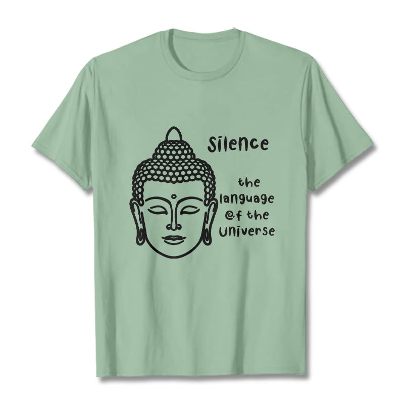 Camiseta de algodón con estampado de cabeza de Buda meditando y Buddha Stones de Buda - Verde pálido - 2XL - image 15