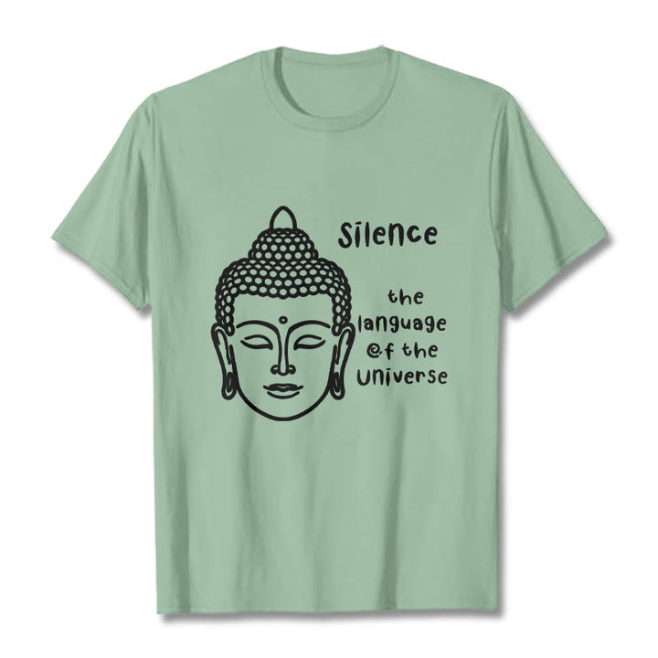 Camiseta de algodón con estampado de cabeza de Buda meditando y Buddha Stones de Buda - Verde pálido - 2XL - image 15
