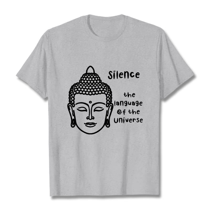 Camiseta de algodón con estampado de cabeza de Buda meditando y Buddha Stones de Buda - Gris claro - 2XL - image 20