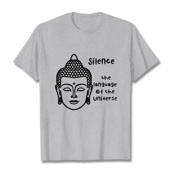 Camiseta de algodón con estampado de cabeza de Buda meditando y Buddha Stones de Buda - Gris claro - 2XL - image 20