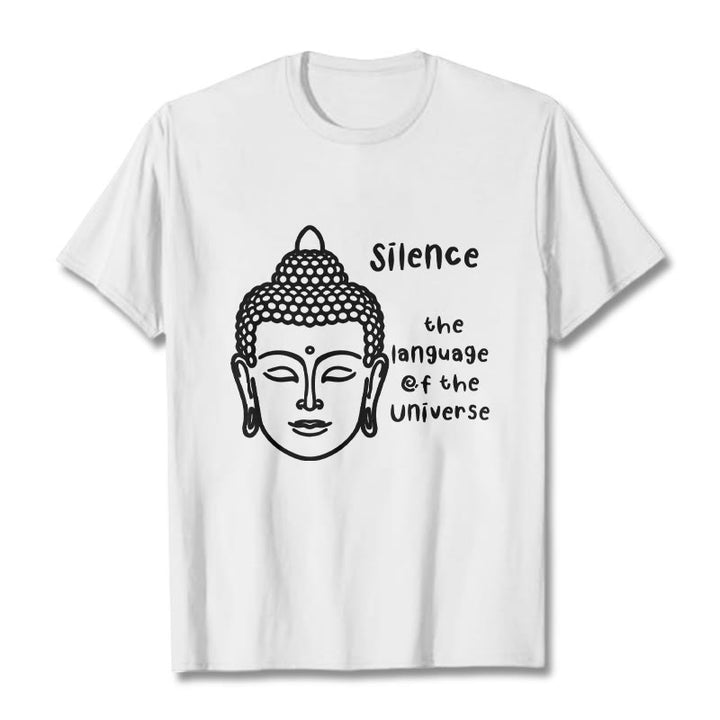 Camiseta de algodón con estampado de cabeza de Buda meditando y Buddha Stones de Buda - Blanco - 2XL - image 6