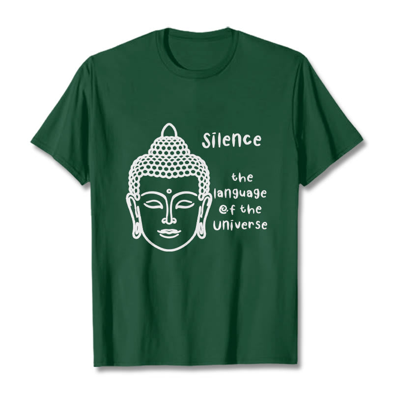 Camiseta de algodón con estampado de cabeza de Buda meditando y Buddha Stones de Buda - Verde bosque - 2XL - image 11