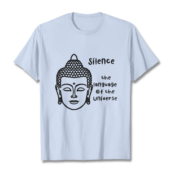 Camiseta de algodón con estampado de cabeza de Buda meditando y Buddha Stones de Buda - Cian claro - 2XL - image 19