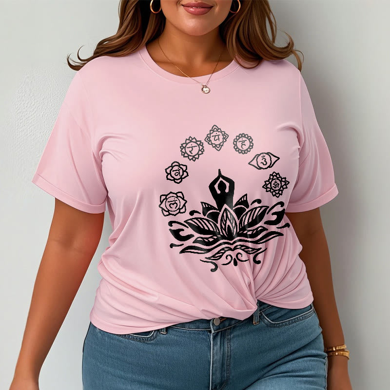 Camiseta de algodón con diseño de Buddha Stones meditando, flor de loto y siete chakras - image 14