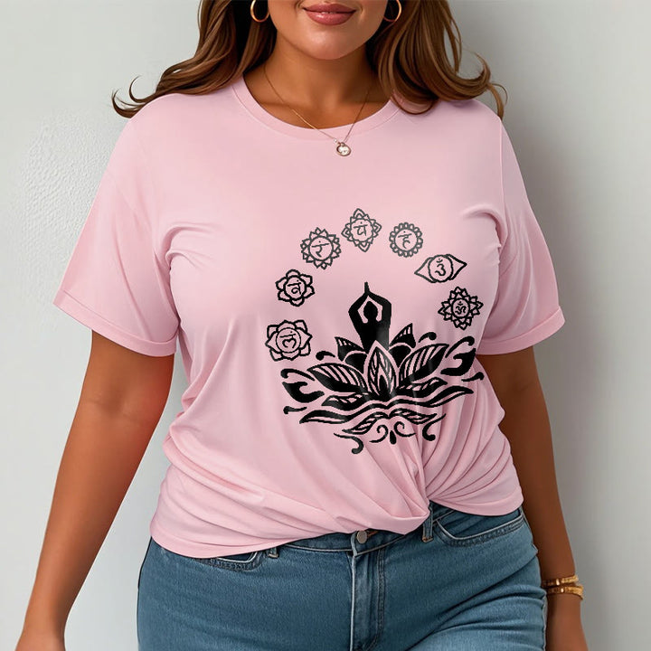 Camiseta de algodón con diseño de Buddha Stones meditando, flor de loto y siete chakras - image 14