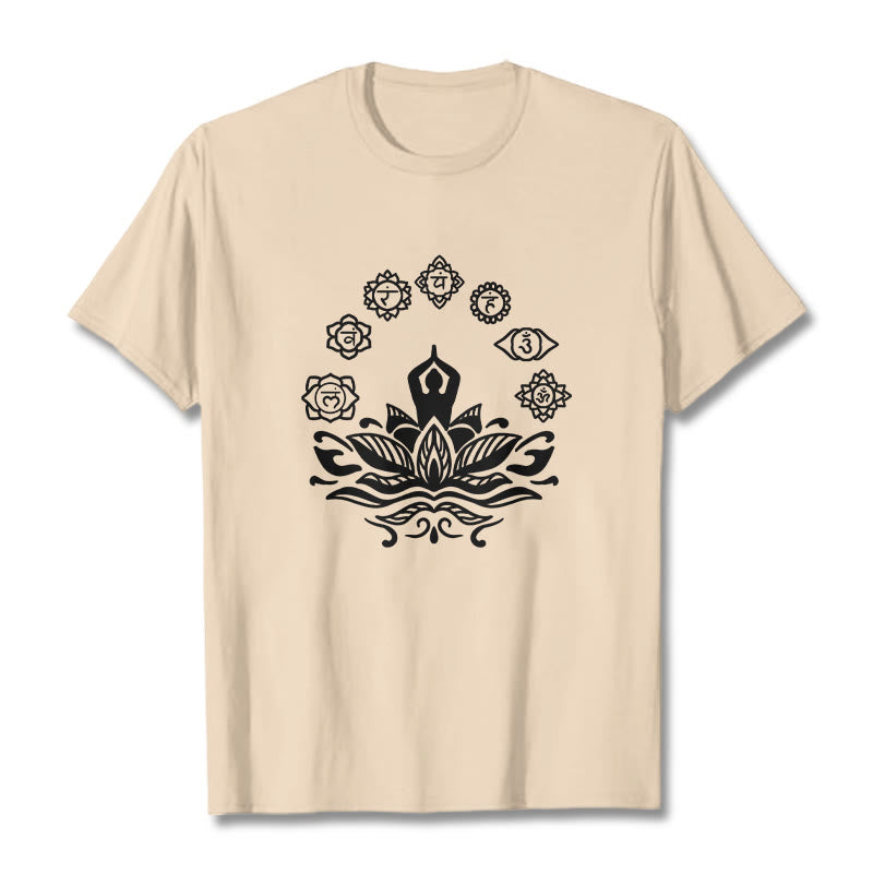 Camiseta de algodón con diseño de Buddha Stones meditando, flor de loto y siete chakras - Sopa de mariscos - 2XL - image 11