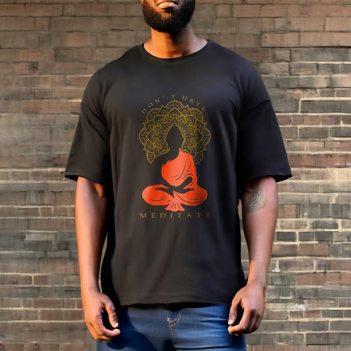 Camiseta de algodón con estampado de mandala de Buda meditativo y Buddha Stones de Buda - image 3