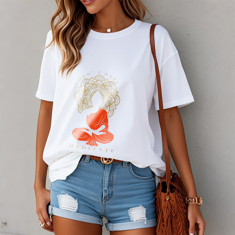 Camiseta de algodón con estampado de mandala de Buda meditativo y Buddha Stones de Buda - image 8
