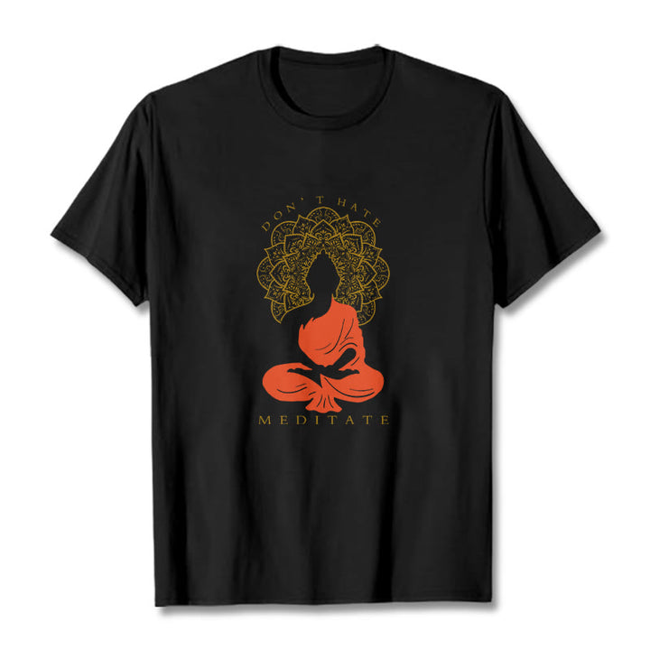 Camiseta de algodón con estampado de mandala de Buda meditativo y Buddha Stones de Buda - Negro - 2XL - image 1
