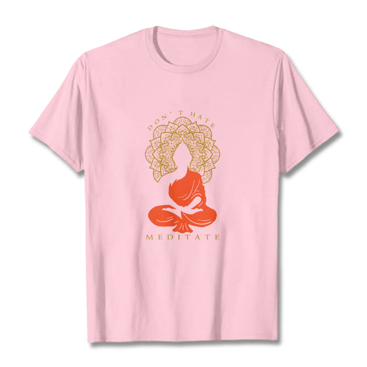 Camiseta de algodón con estampado de mandala de Buda meditativo y Buddha Stones de Buda - Rosa claro - 2XL - image 13