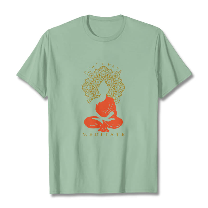 Camiseta de algodón con estampado de mandala de Buda meditativo y Buddha Stones de Buda - Verde pálido - 2XL - image 15