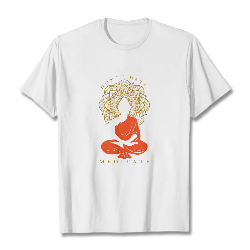 Camiseta de algodón con estampado de mandala de Buda meditativo y Buddha Stones de Buda - Blanco - 2XL - image 6