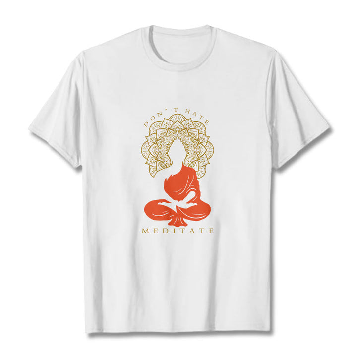 Camiseta de algodón con estampado de mandala de Buda meditativo y Buddha Stones de Buda - Blanco - 2XL - image 6
