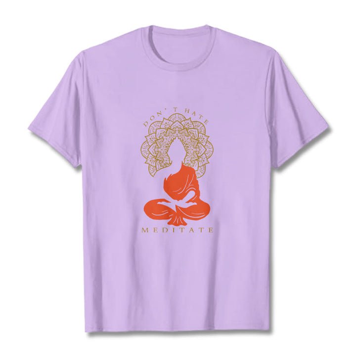 Camiseta de algodón con estampado de mandala de Buda meditativo y Buddha Stones de Buda - Ciruela - 2XL - image 17